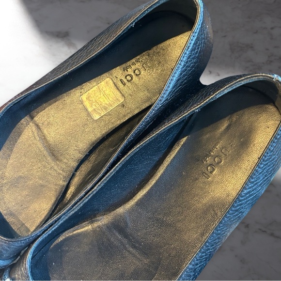 Gucci Black Leather Cellarius Silver Hardware Ballet Flats Sz 35 5 / 5.5 - Picture 14 of 15